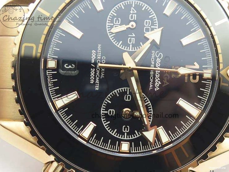 0517 Seamaster Pro Chrono RG Best Edition Black Ceramic Black Dial On RG Bracelet A ComfortFit 8130